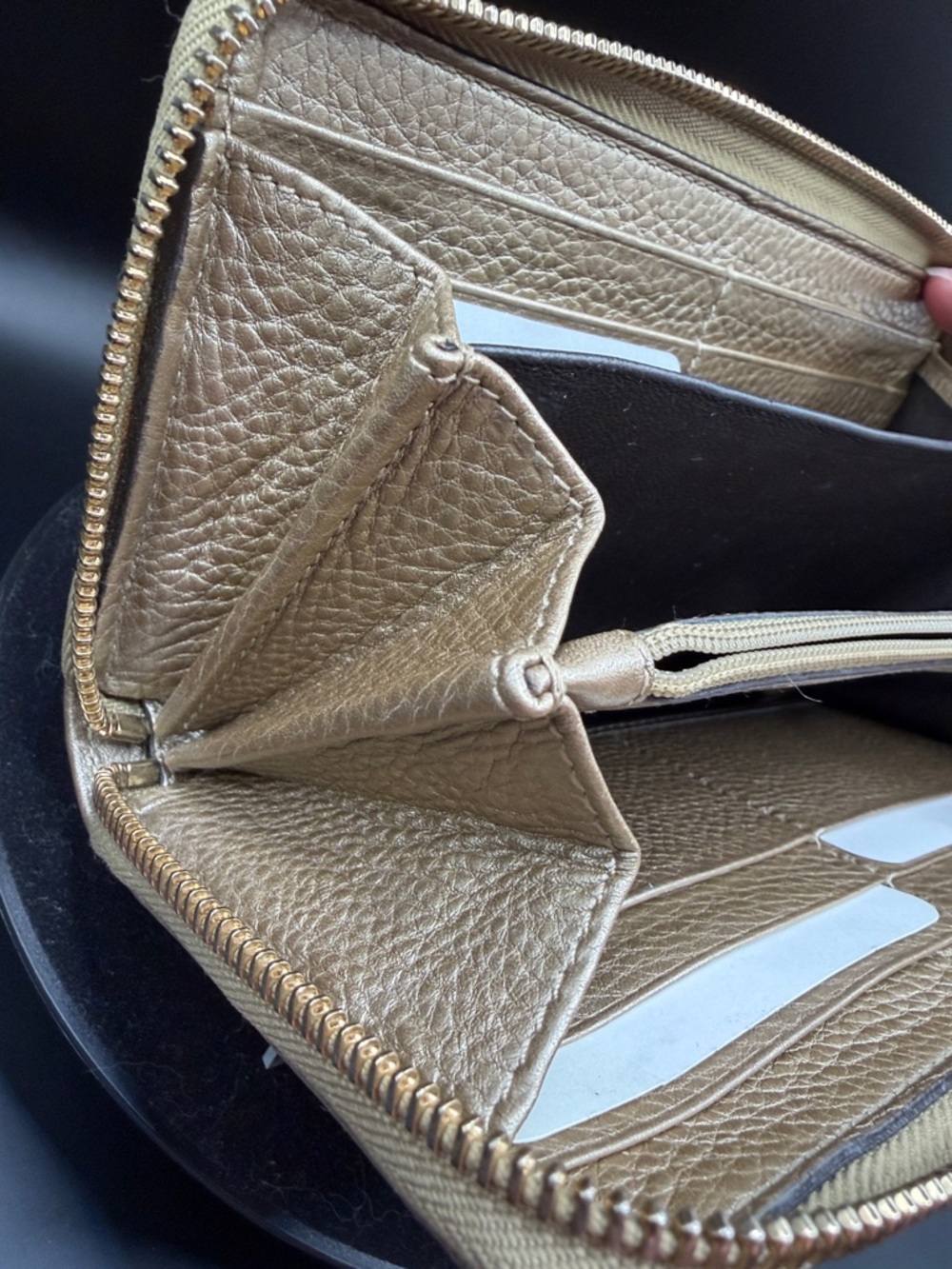 GUCCI Gold Bamboo Leather Continental Wallet Converted with Gold Chain - Picture 10 of 13